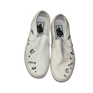 Vans Slip-On Womens Shoes 7.5 White Canvas Space Design